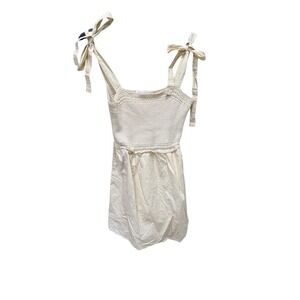 NEW Nordstrom ALL IN FAVOR Crochet‎  Minidress Bow Ties Beige Size Small